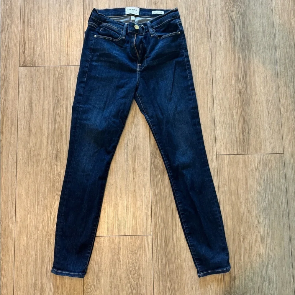 FRAME Le High Skinny Crop Jeans Dark Wash Premium Denim